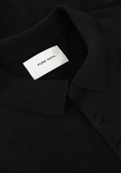 zwarte pure path polo knit polo with chestprint