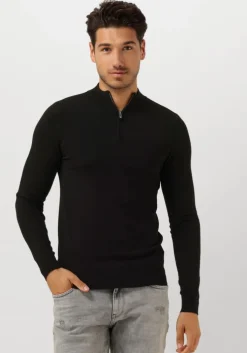 zwarte pure path trui essential knitwear halfzip sweater