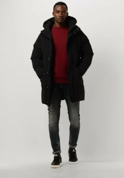 zwarte purewhite jack long padded jacket with pockets