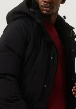 zwarte purewhite jack long padded jacket with pockets