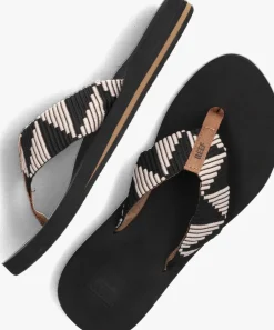 zwarte reef teenslippers spring woven