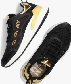 zwarte replay lage sneakers maze jr