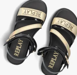 zwarte replay platte sandalen alicante jr 6