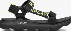 zwarte replay platte sandalen spacer 1