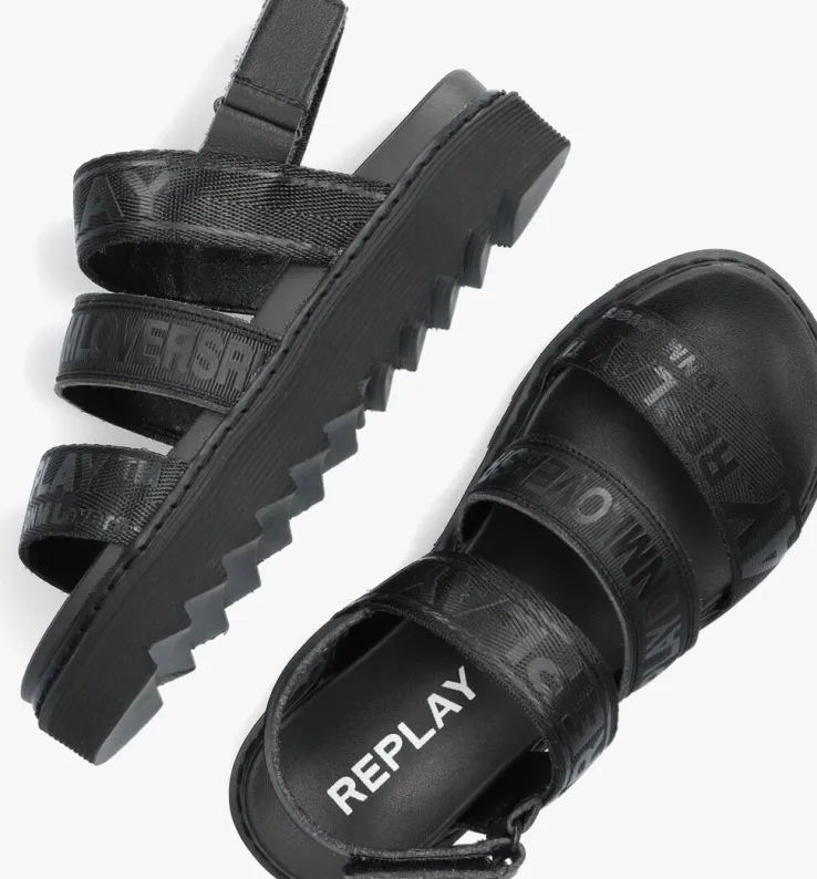 zwarte replay sandalen alicante jr tapes