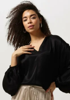 zwarte resort finest blouses satin balloon blouse