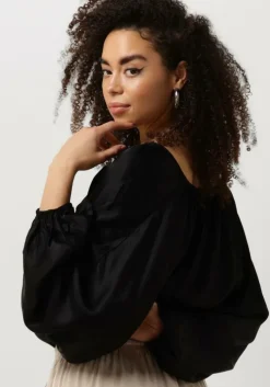 zwarte resort finest blouses satin balloon blouse