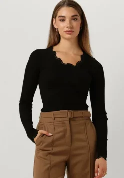 zwarte rosemunde top babette silk t-shirt lace