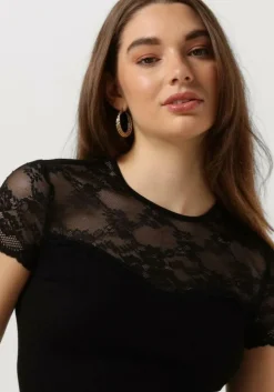 zwarte rosemunde top beatha silk t-shirt w/ lace