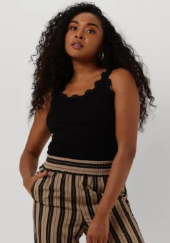 zwarte rosemunde top silk top w/ lace