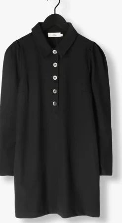 zwarte ruby tuesday mini jurk rozzyn collar dress with placket and sleeve detail