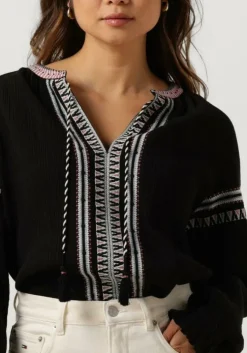 zwarte scotch & soda blouses balloon sleeve embroidery top