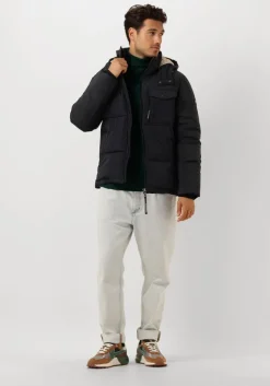 zwarte scotch & soda gewatteerde jas hooded puffer jacket