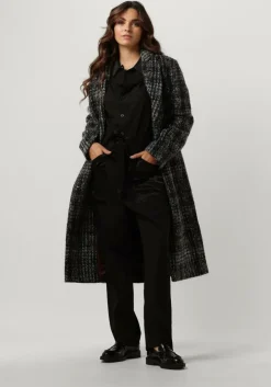 zwarte scotch & soda mantel double breasted coat in a blue check
