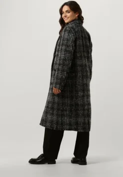 zwarte scotch & soda mantel double breasted coat in a blue check