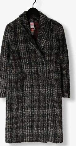 zwarte scotch & soda mantel double breasted coat in a blue check