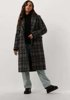 zwarte scotch & soda mantel double breasted coat in a blue check