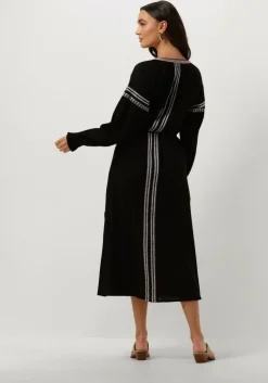 zwarte scotch & soda midi jurk midi dress with embroidery details