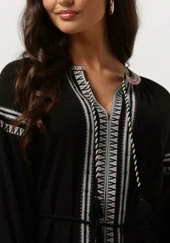 zwarte scotch & soda midi jurk midi dress with embroidery details