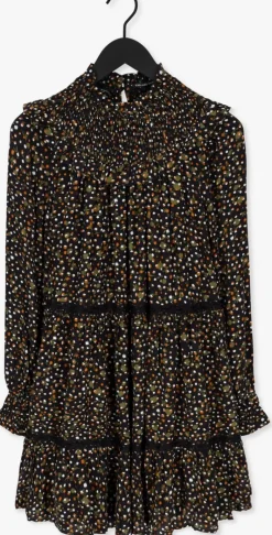 zwarte scotch & soda mini jurk smocked and tiered long sleeved dress