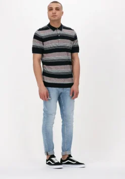 zwarte scotch & soda polo knitted structured linen-blend polo