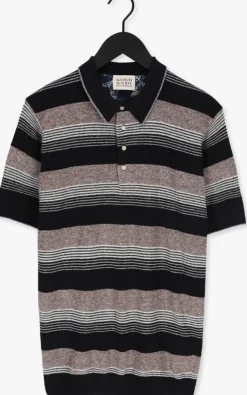 zwarte scotch & soda polo knitted structured linen-blend polo