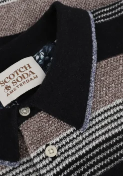zwarte scotch & soda polo knitted structured linen-blend polo