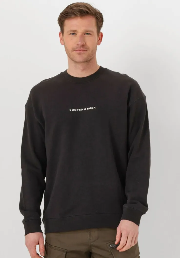 zwarte scotch & soda sweater logo front chest sweatshirt