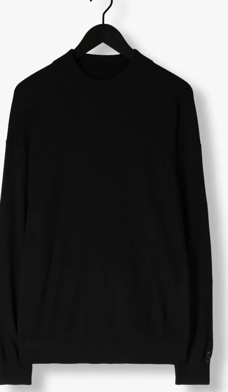 zwarte scotch & soda trui dropped shoulder mock neck pullover