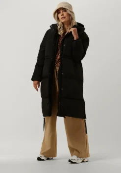 zwarte second female gewatteerde jas buff coat