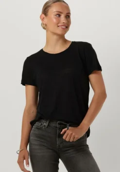 zwarte second female t-shirt peony o neck tee