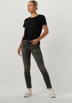 zwarte second female t-shirt peony o neck tee