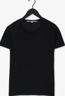 zwarte second female t-shirt peony o neck tee