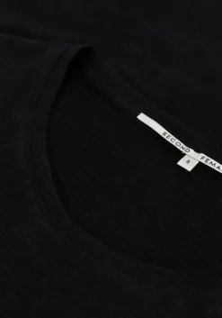 zwarte second female t-shirt peony o neck tee