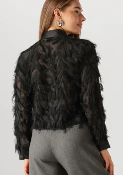 zwarte selected femme blouses slfmyline ls fluffy cropped shirt