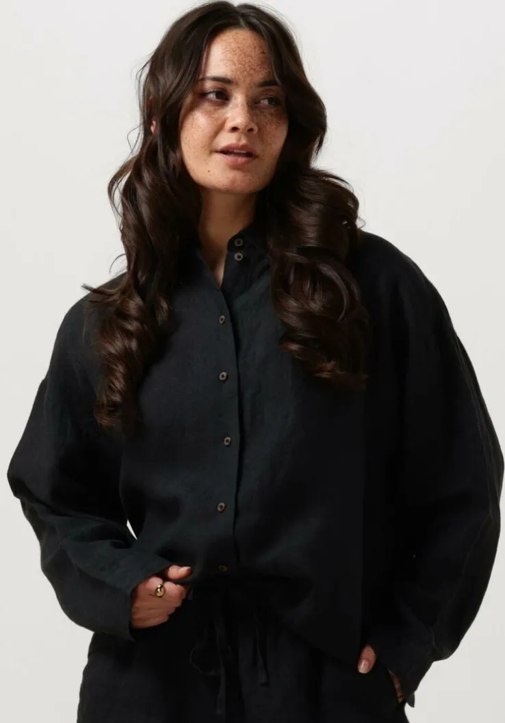 zwarte selected femme blouses slflinnie s linen shirt