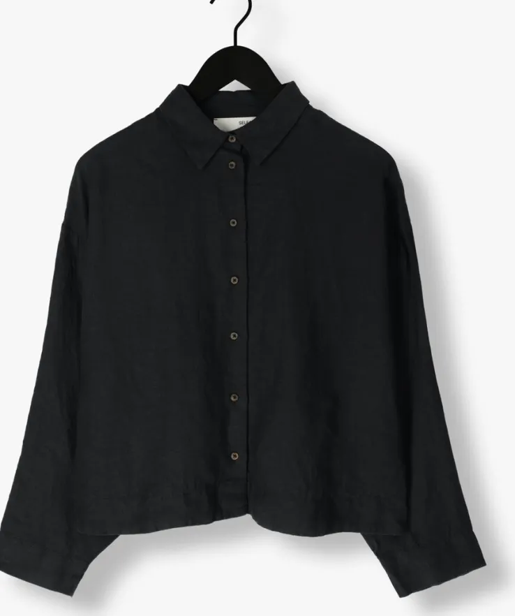 zwarte selected femme blouses slflinnie s linen shirt