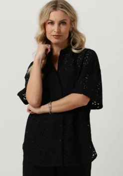 zwarte selected femme blouses slfkarola 2/4 oversize lace shirt