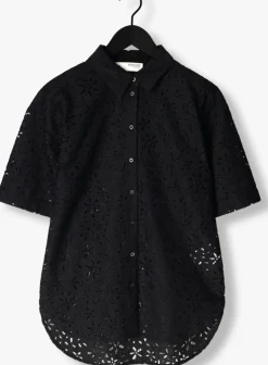 zwarte selected femme blouses slfkarola 2/4 oversize lace shirt