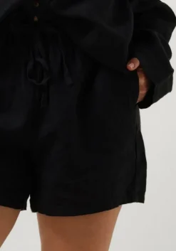 zwarte selected femme broeken slflinnie mw linen shorts
