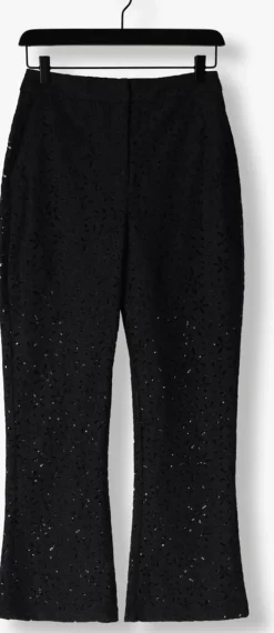 zwarte selected femme flared broek slfkarola hw flared lace pant