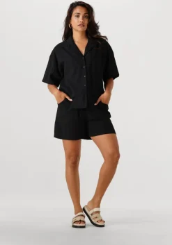 zwarte selected femme korte broek slfluisa mw string shorts b