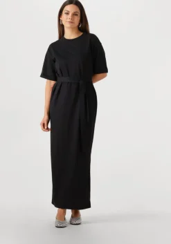 zwarte selected femme maxi jurk slfessential ss pocket ankle dress