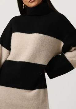 zwarte selected femme mini jurk slfalva ls knit high neck dress