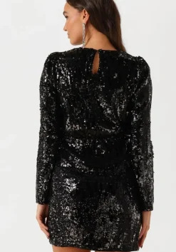 zwarte selected femme mini jurk slfari-colyn ls short sequins