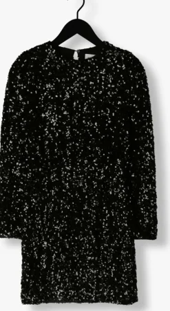 zwarte selected femme mini jurk slfcolyn ls short sequins dress