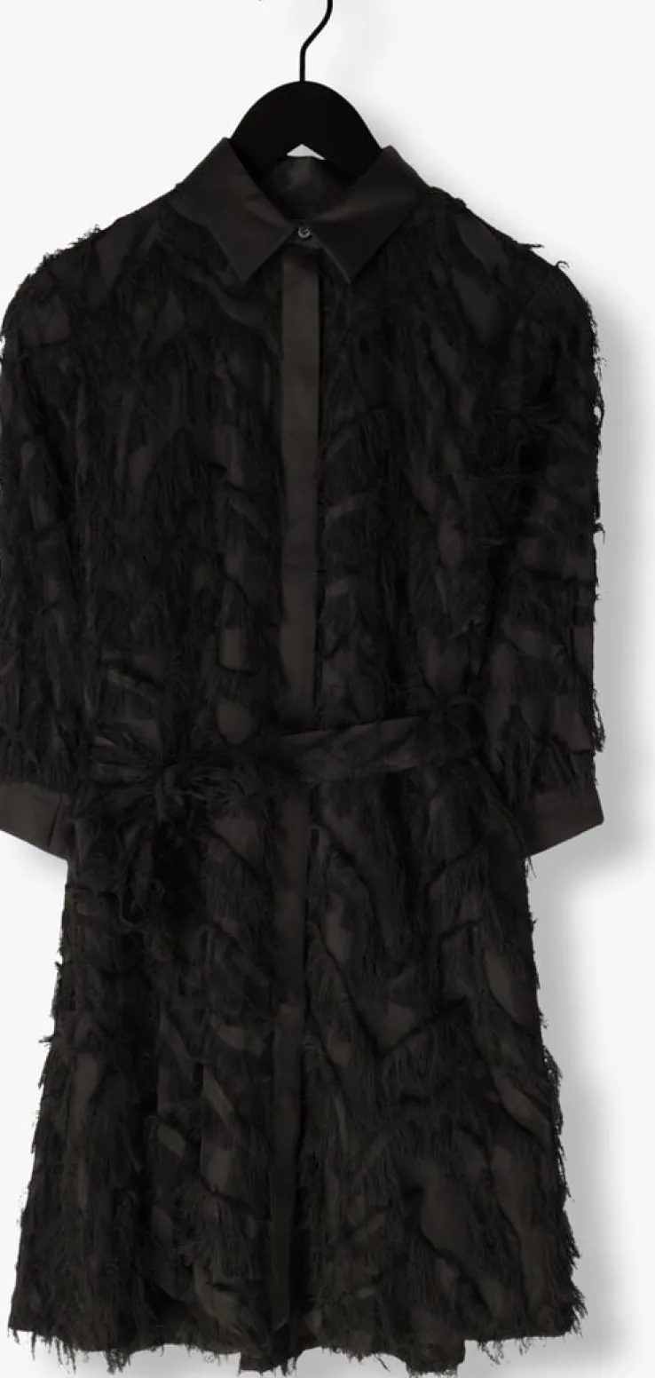 zwarte selected femme mini jurk slfmyline 3/4 short fluffy shirt