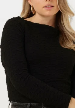 zwarte selected femme tops & t-shirts slfsimi ls o-neck top