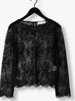 zwarte selected femme tops & t-shirts slfdaphne ls lace top