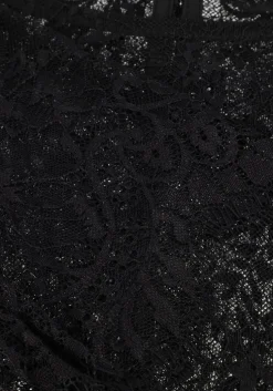 zwarte selected femme tops & t-shirts slfdaphne ls lace top